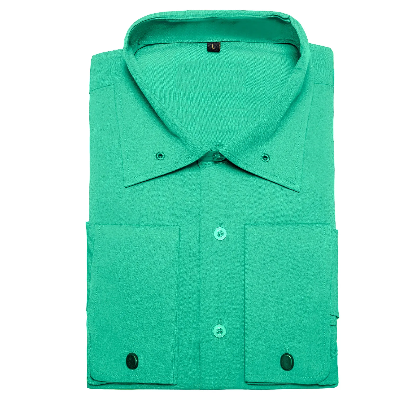 Sea Green Solid Woven Men's Long Sleeve Shirt