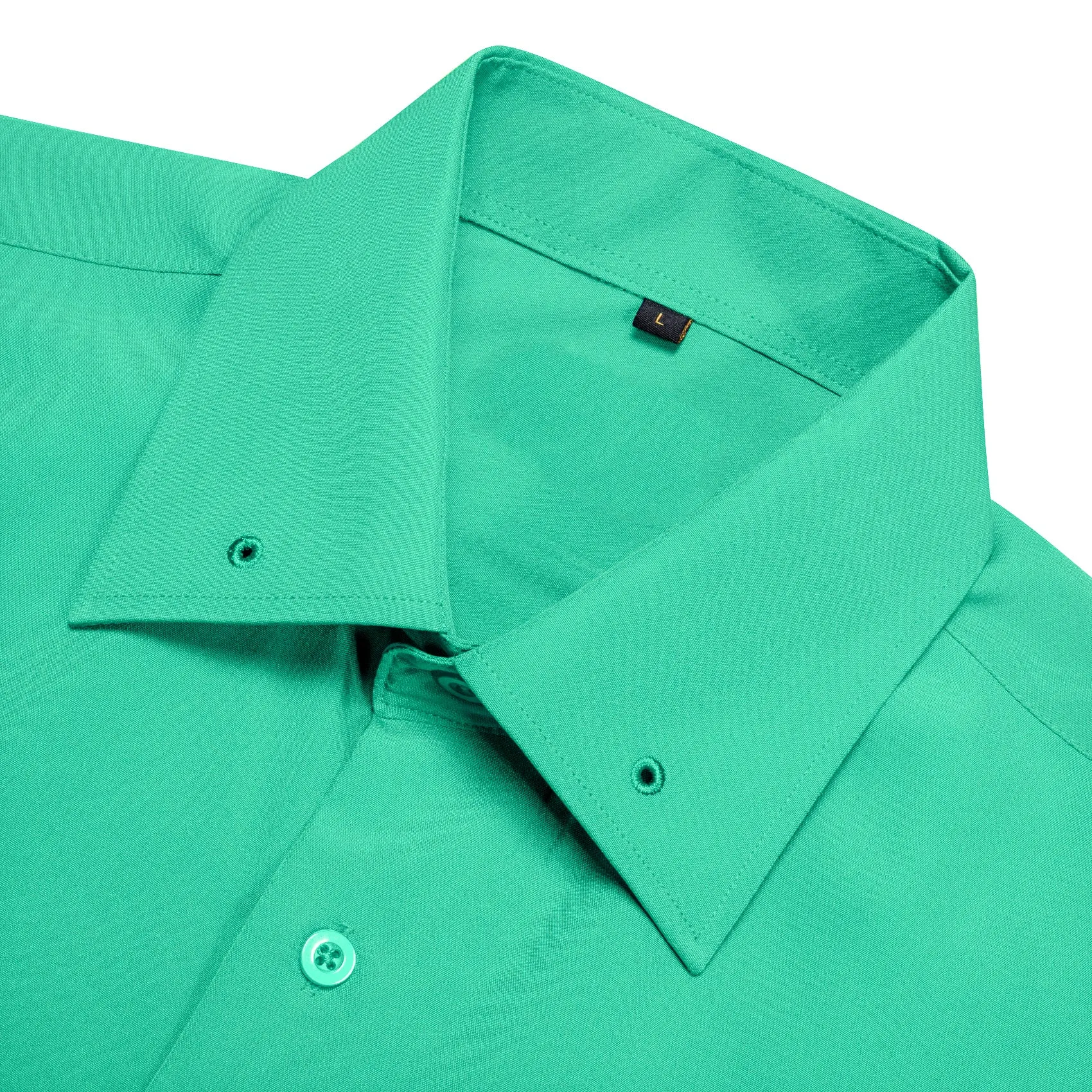 Sea Green Solid Woven Men's Long Sleeve Shirt