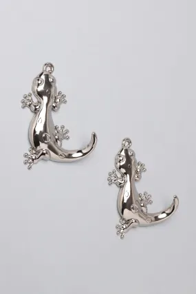 Set Of Two Silver Chrome Lizard Wall Coat Organizer Coat Hooks