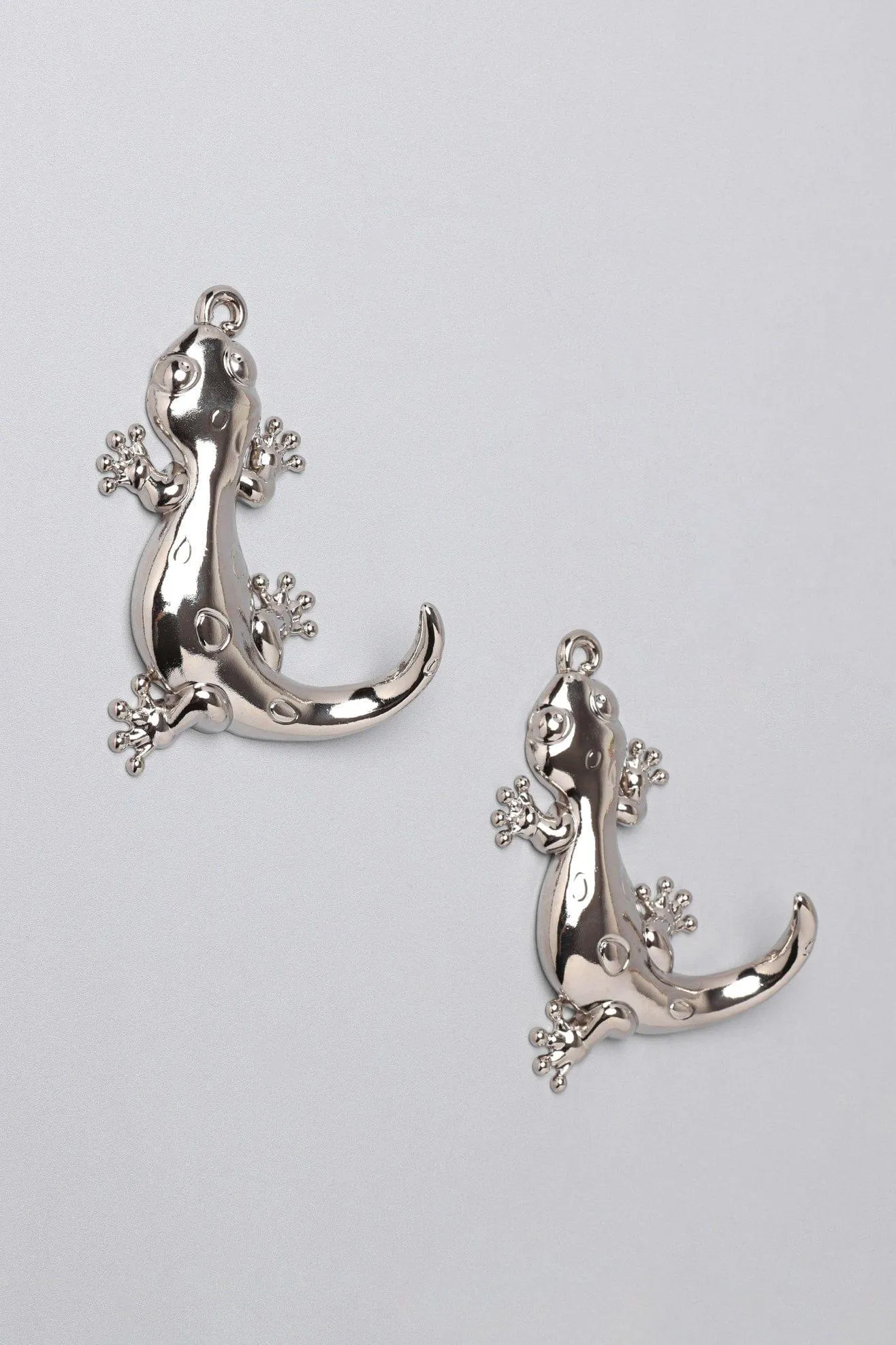 Set Of Two Silver Chrome Lizard Wall Coat Organizer Coat Hooks