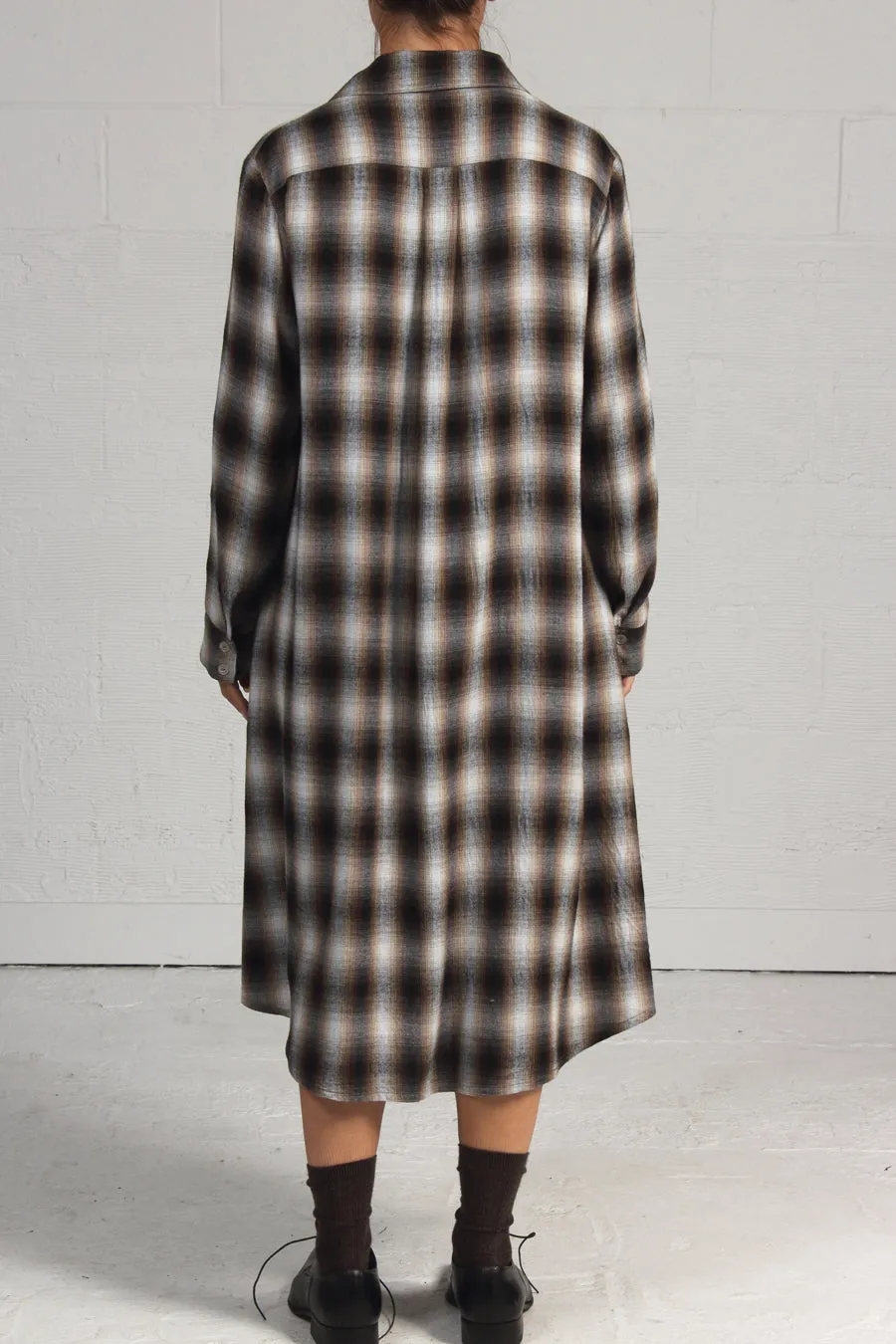 Shadow Plaid Brother's Shirt Dress