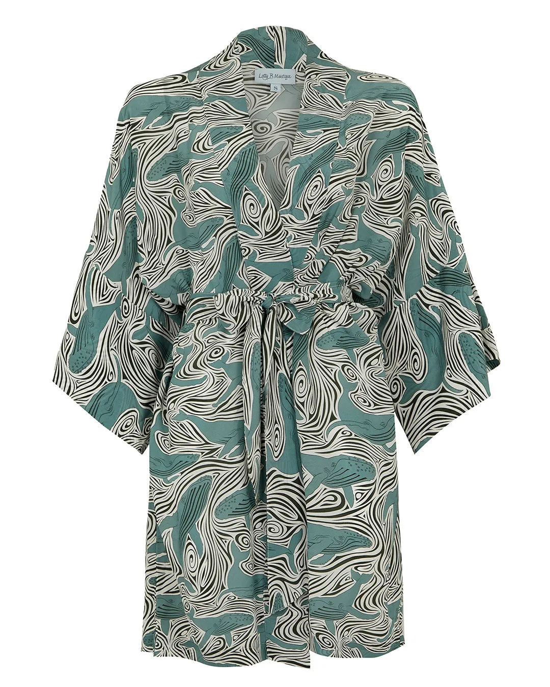 Silk Bed-to-Beach Robe WHALE