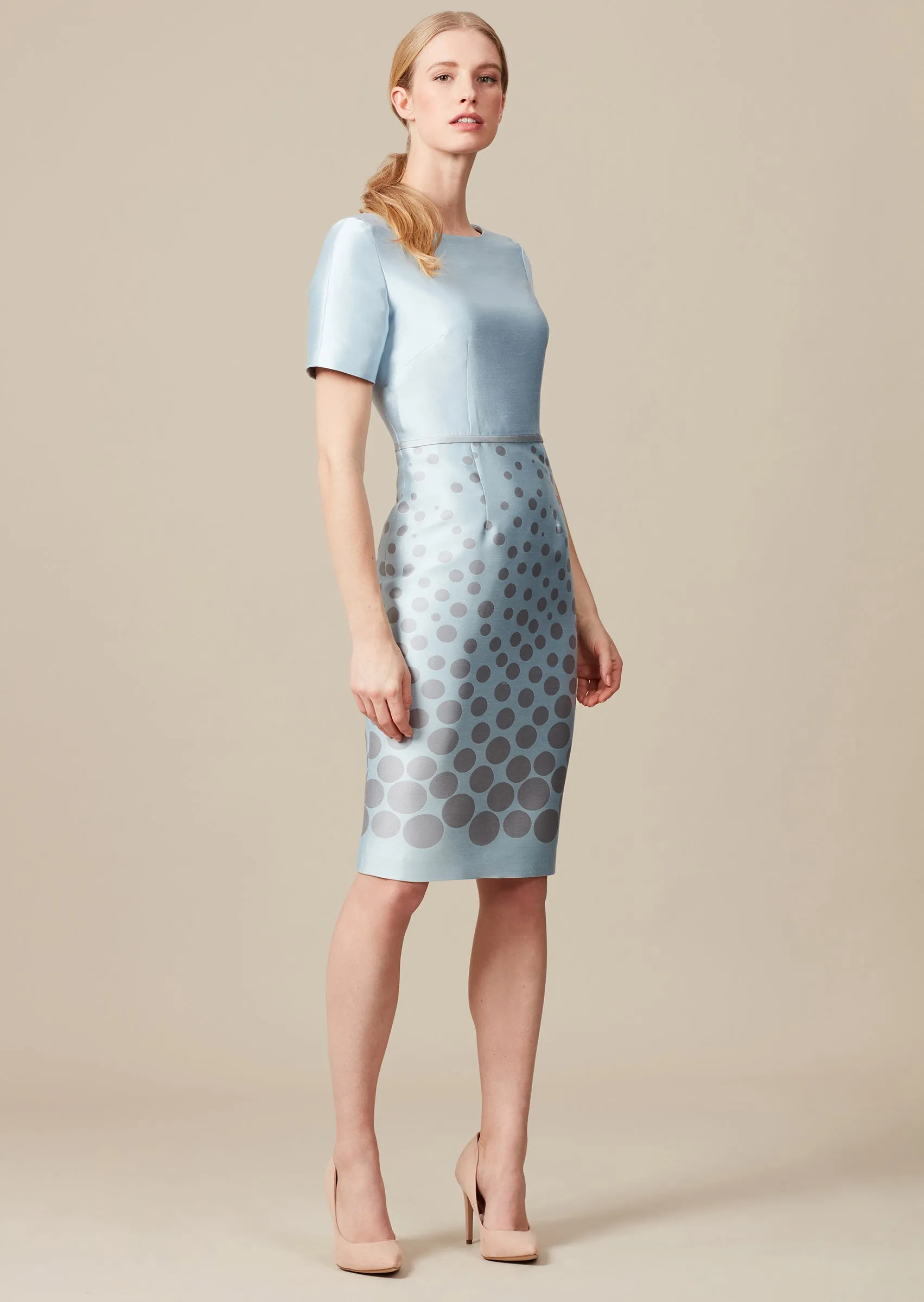 Silver/Sky Dress with Graduated Dots - Angie