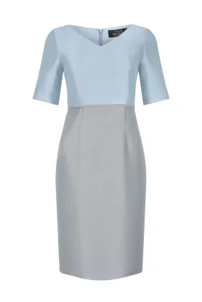 Sky Blue/Grey Sateen Dress - Amelia