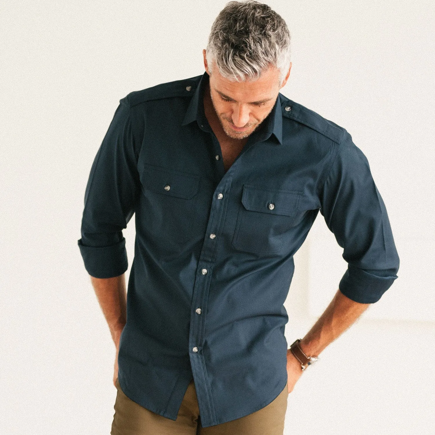 Smith Utility Shirt – Dark Navy Cotton Twill