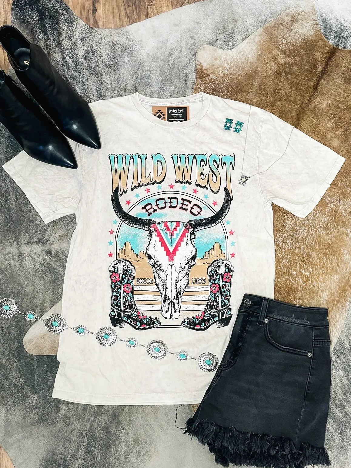 Southwestern Wild West mineral bf tee