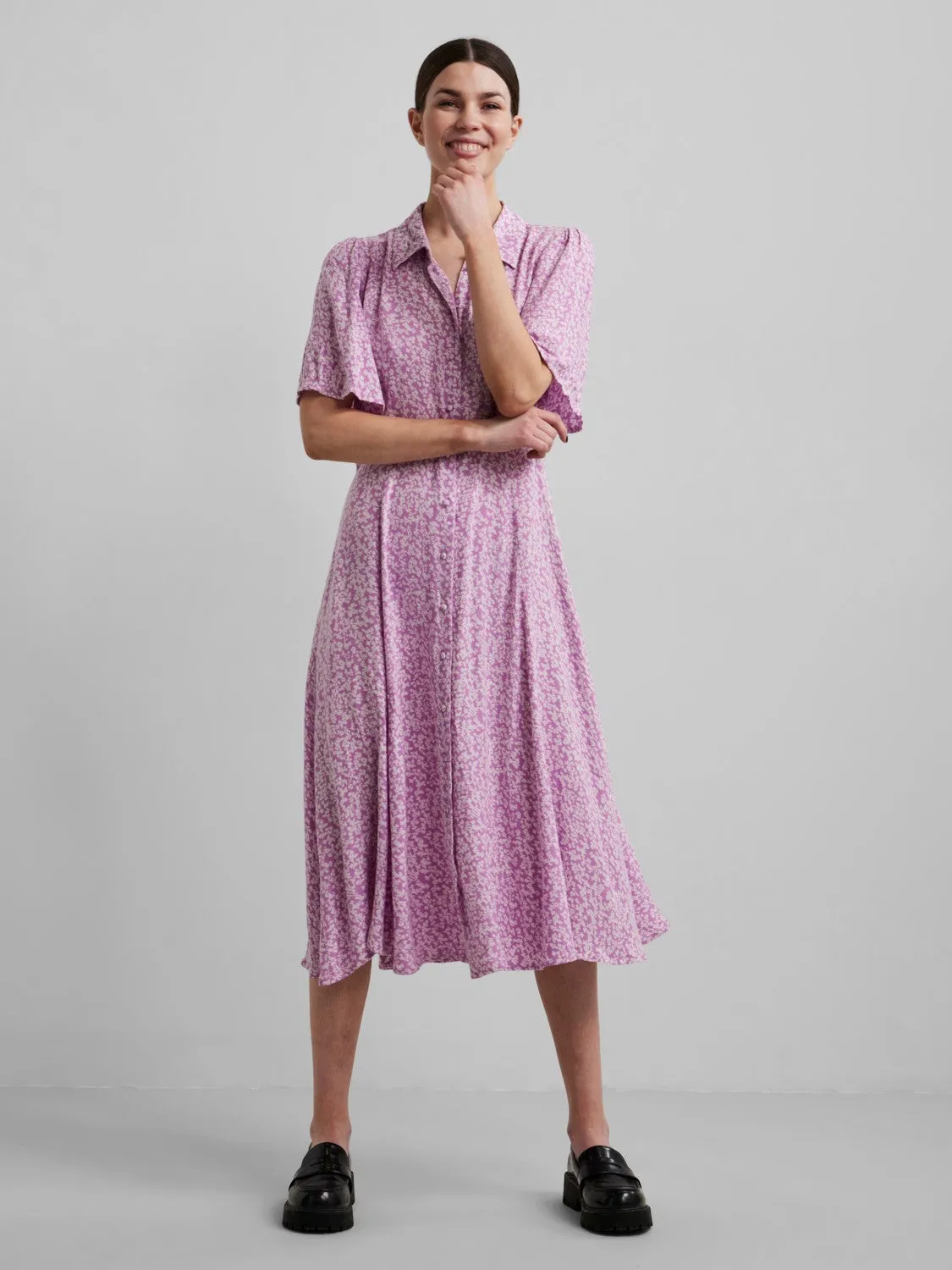 Stelli 2/4 Midi Shirt Dress - Cool Orchid