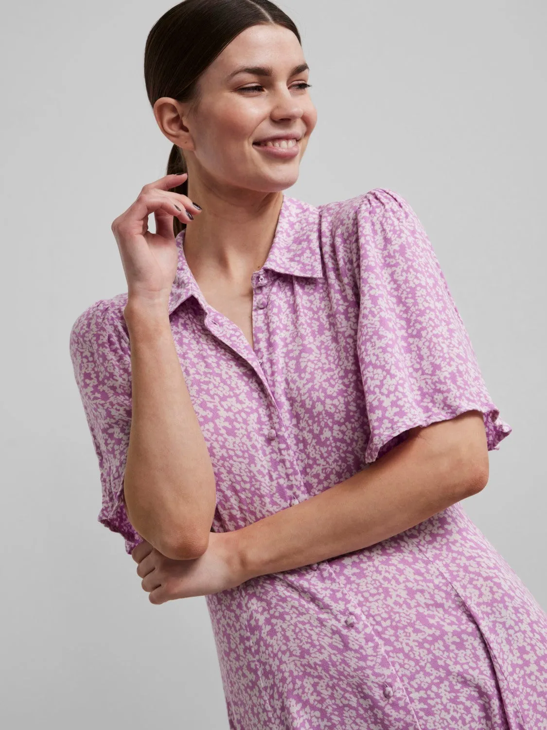 Stelli 2/4 Midi Shirt Dress - Cool Orchid