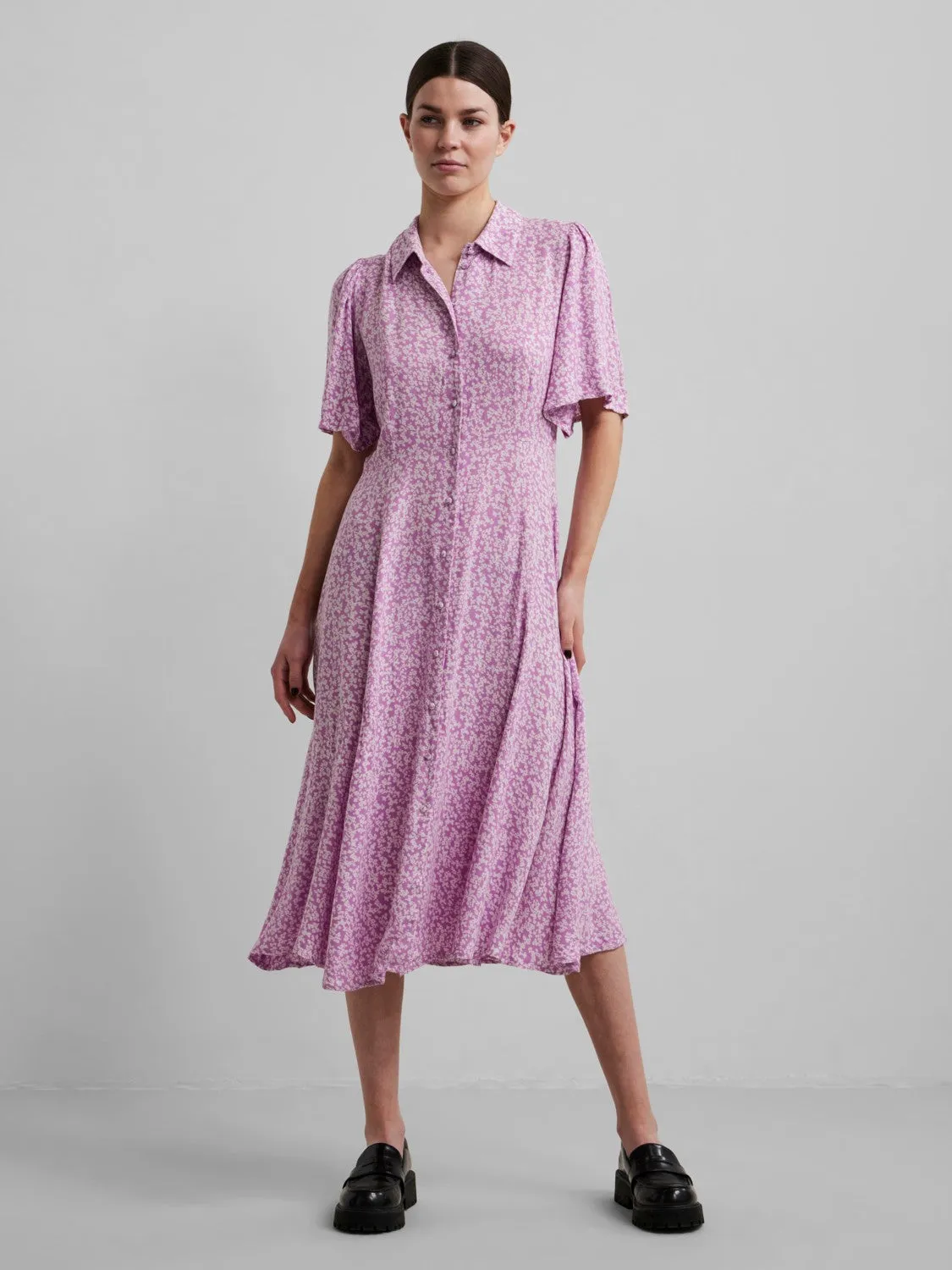 Stelli 2/4 Midi Shirt Dress - Cool Orchid