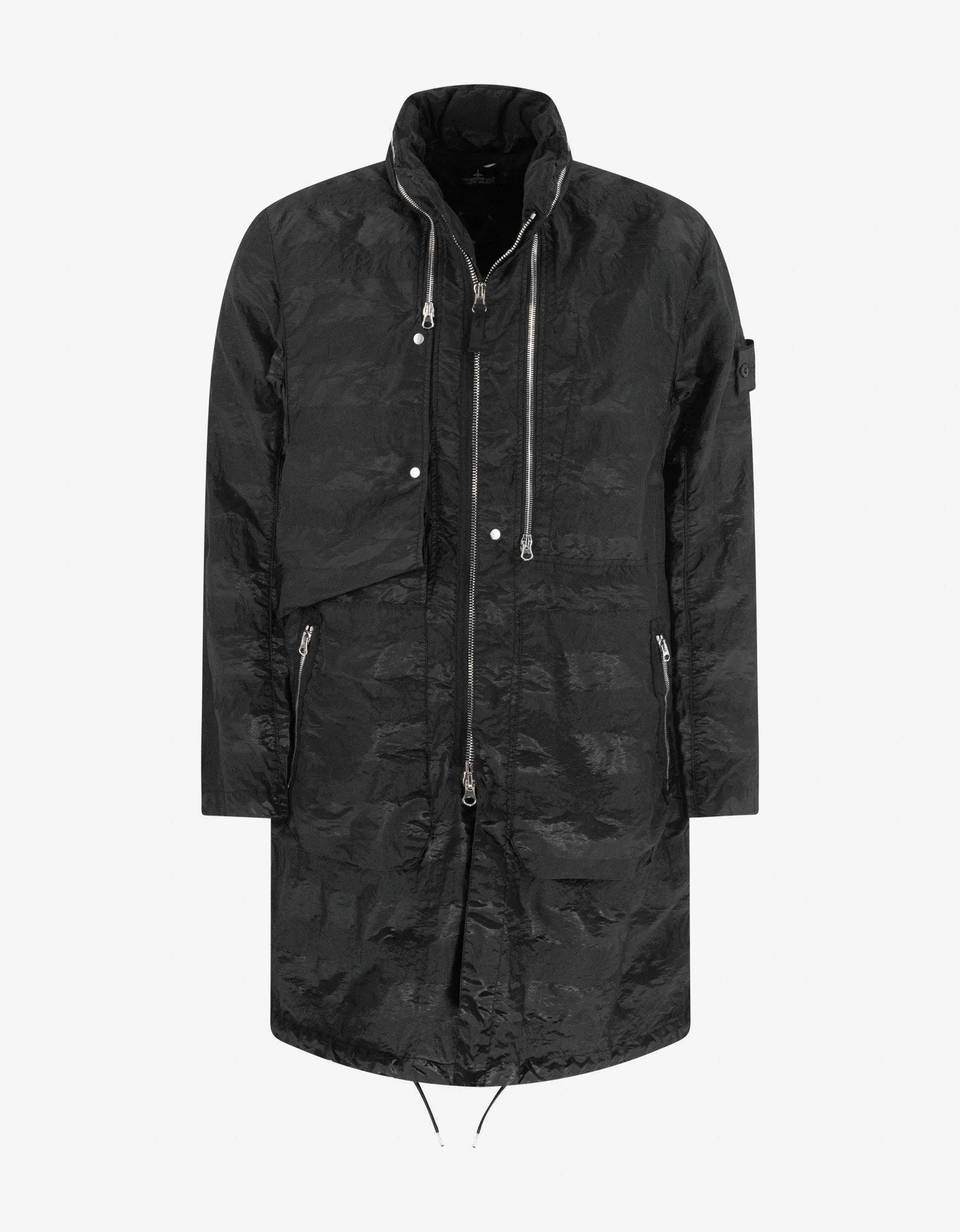 Striped Nylon Metal Black Parka