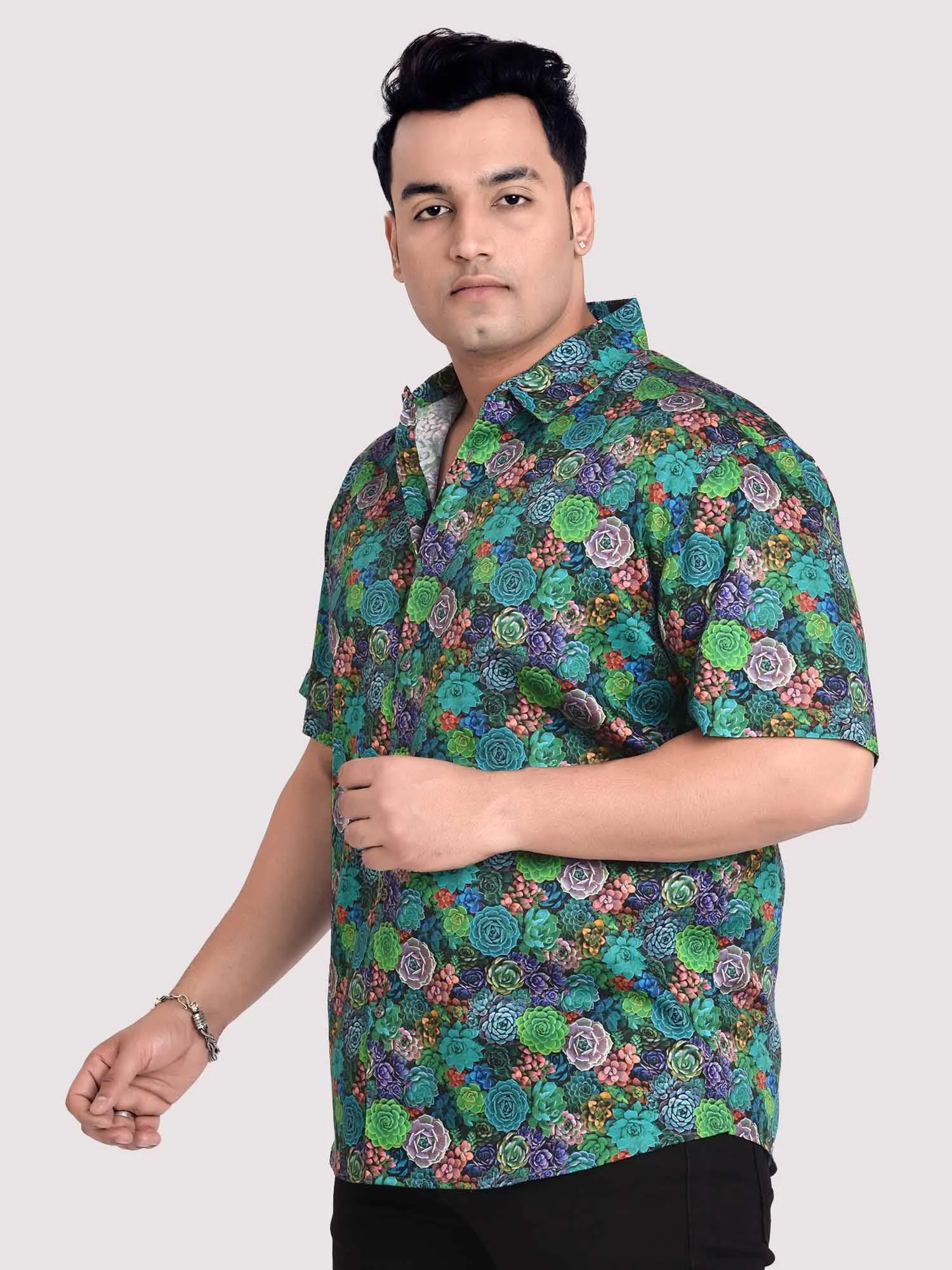 Succulent Digital Printed Shirt Men's Plus Size