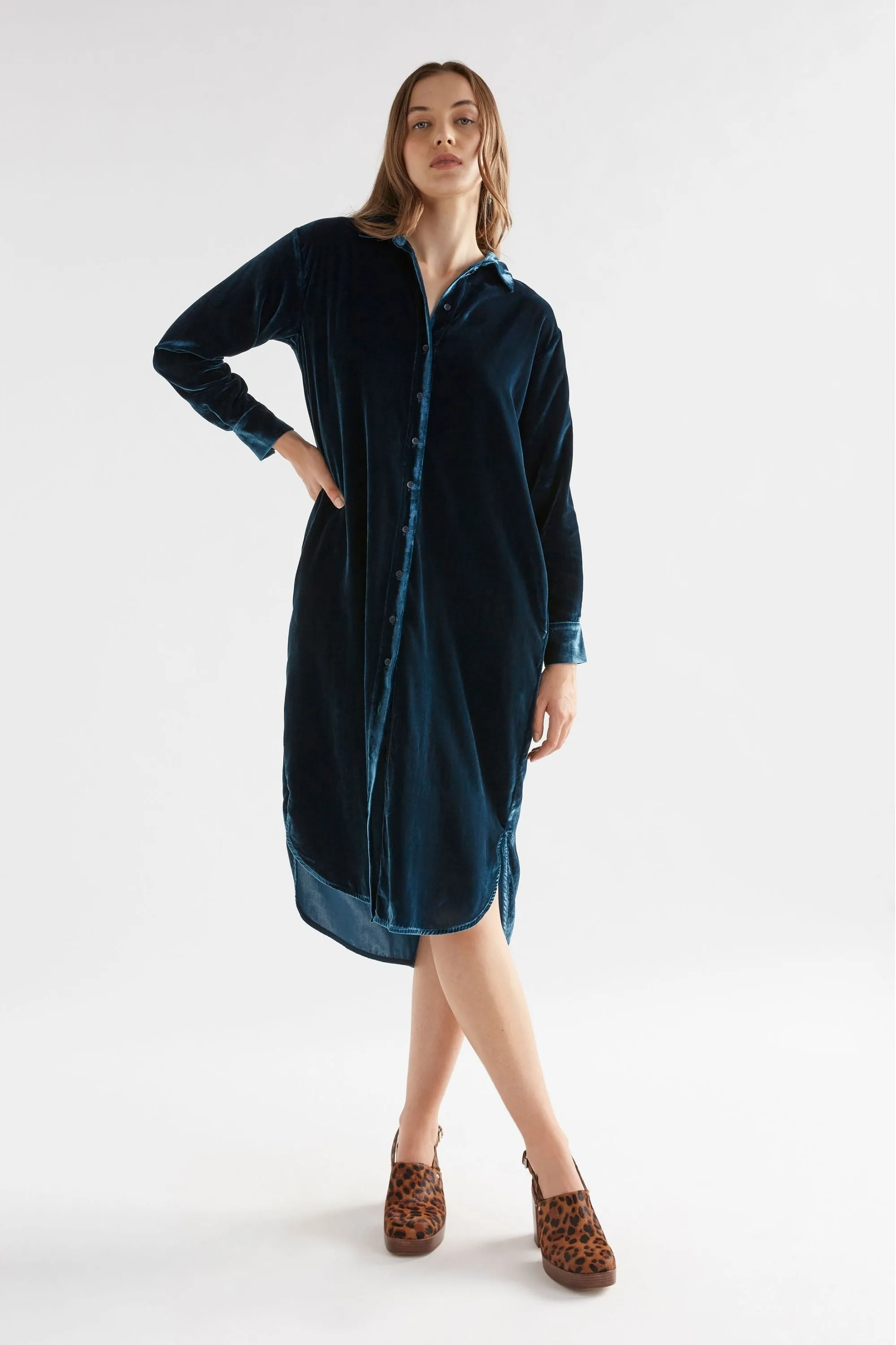 SUURI VELVET SHIRT DRESS - A0833