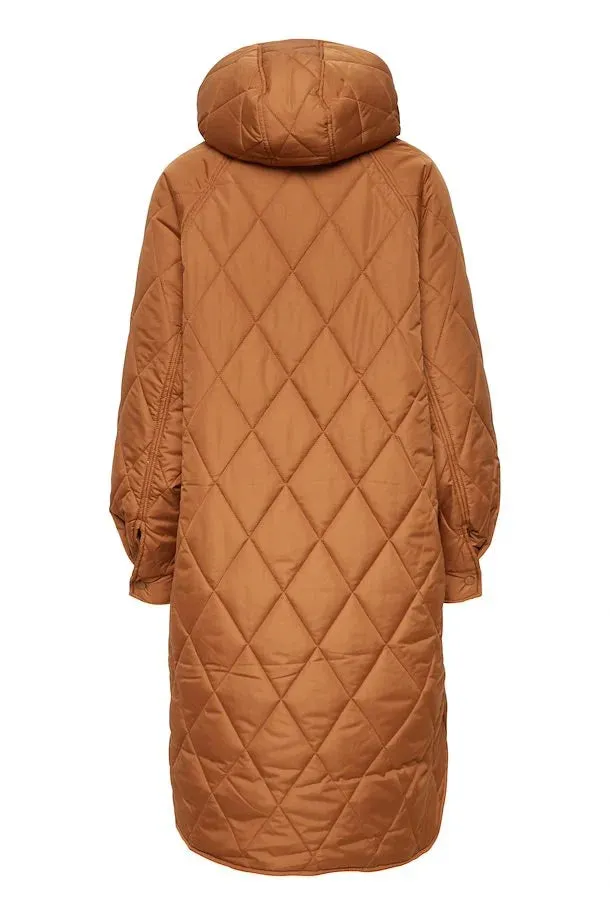 The Hansa Long Quilted Jacket - Argan Oil