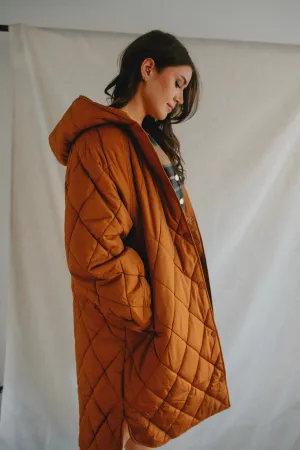 The Hansa Long Quilted Jacket - Argan Oil