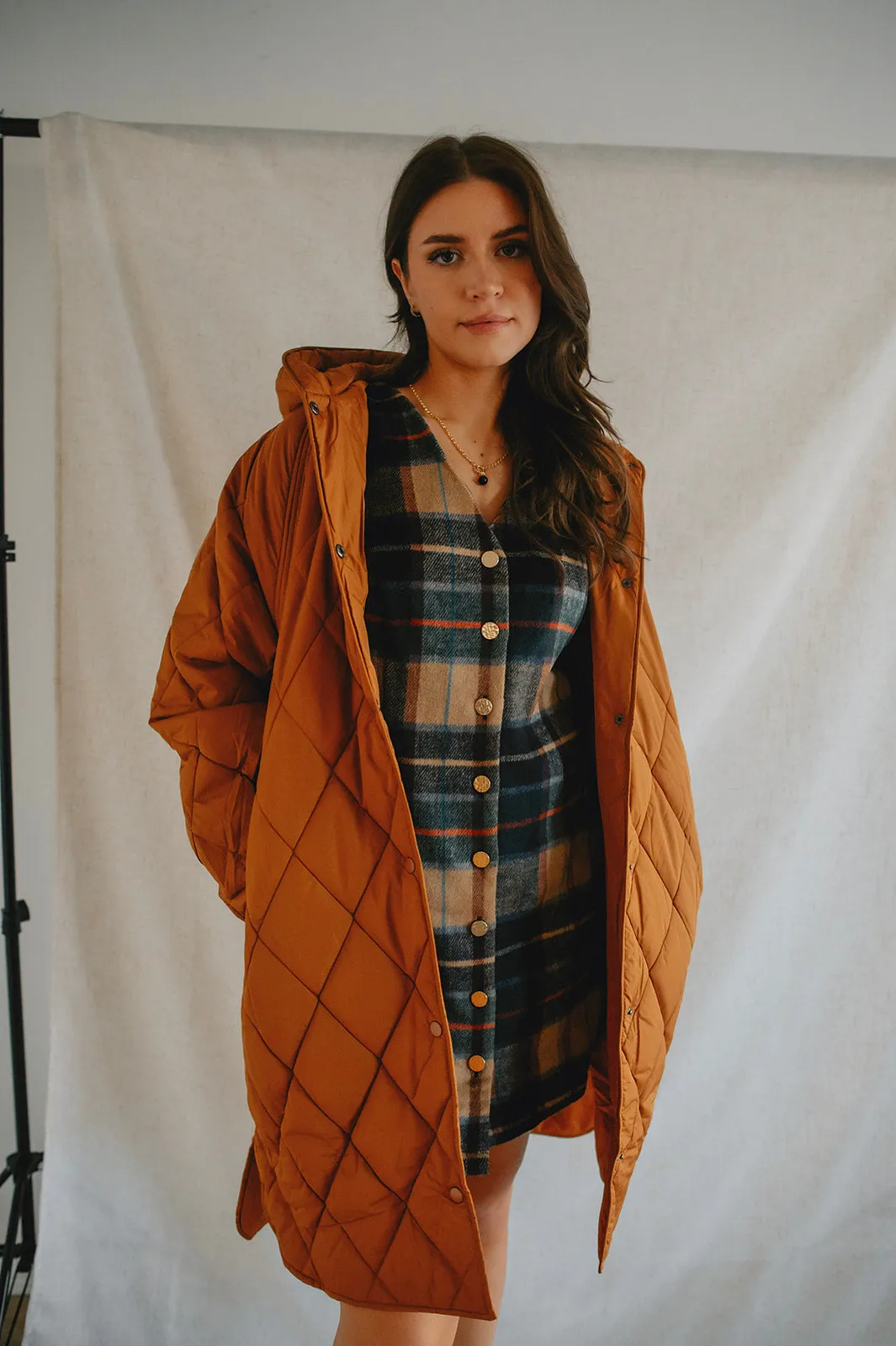 The Hansa Long Quilted Jacket - Argan Oil