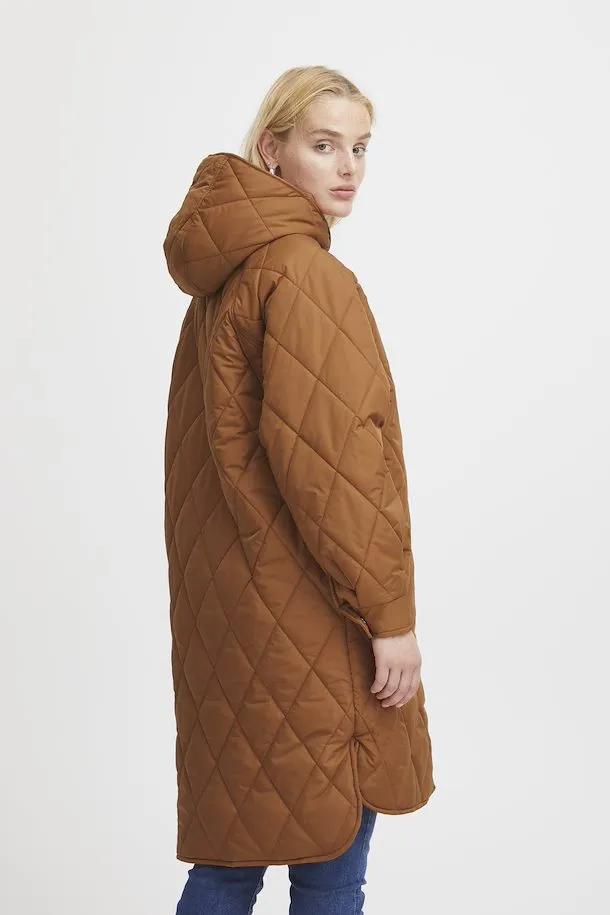 The Hansa Long Quilted Jacket - Argan Oil