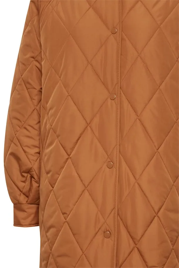 The Hansa Long Quilted Jacket - Argan Oil