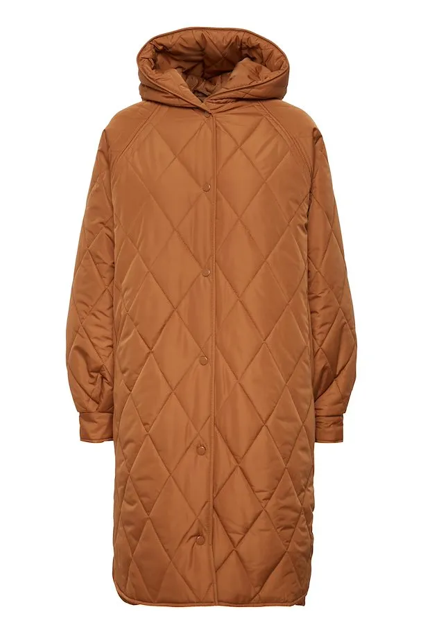 The Hansa Long Quilted Jacket - Argan Oil