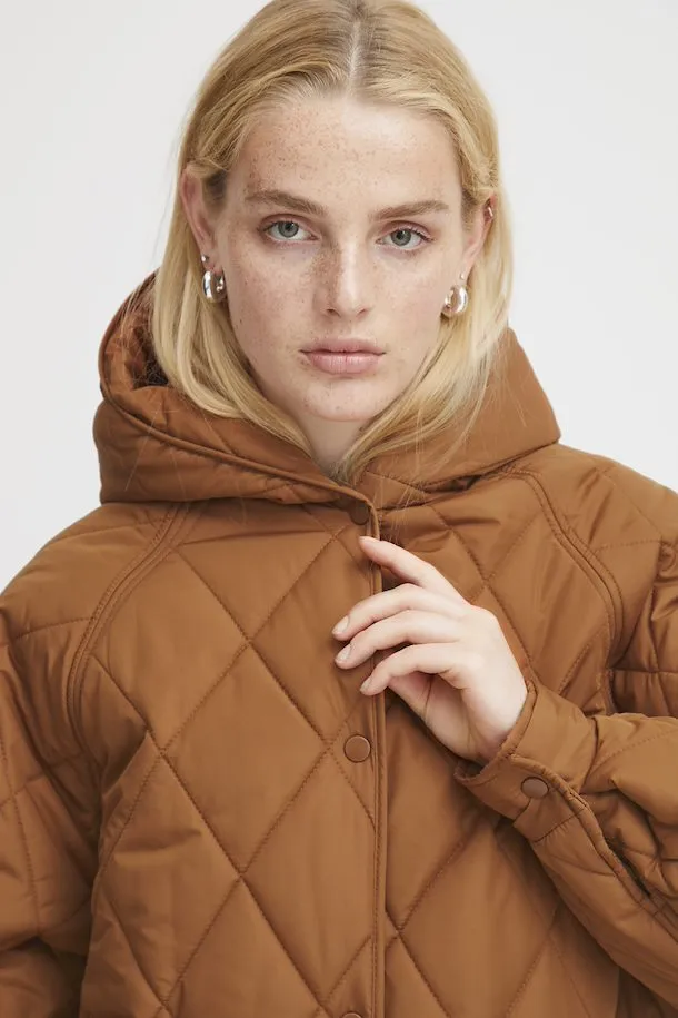 The Hansa Long Quilted Jacket - Argan Oil