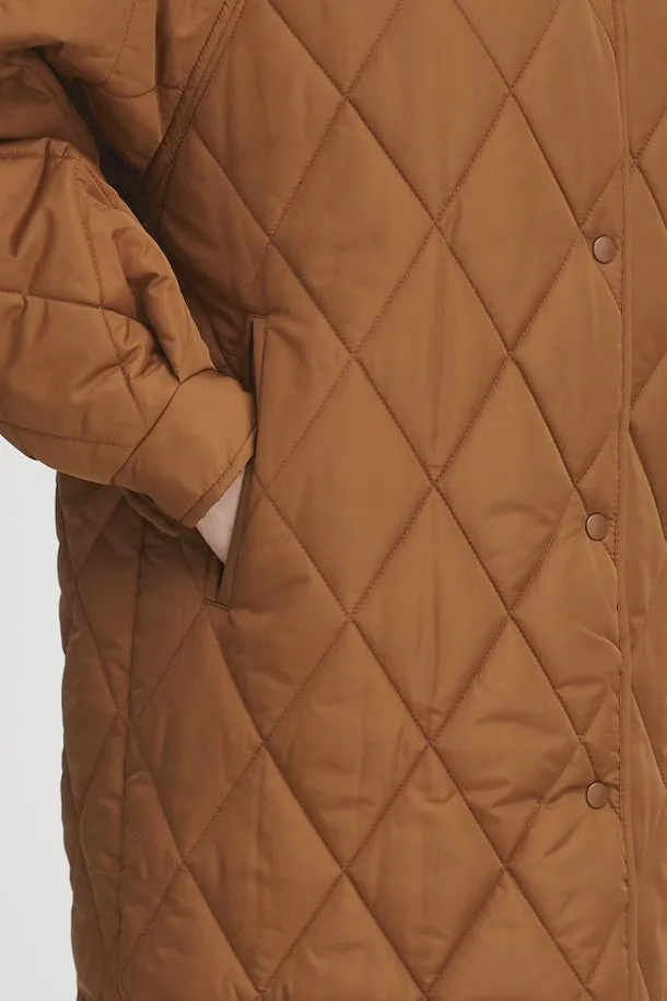 The Hansa Long Quilted Jacket - Argan Oil