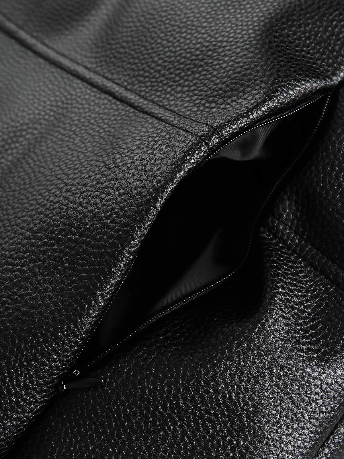 Thesupermade Stand collar short PU leather Quilted Puffer Jacket