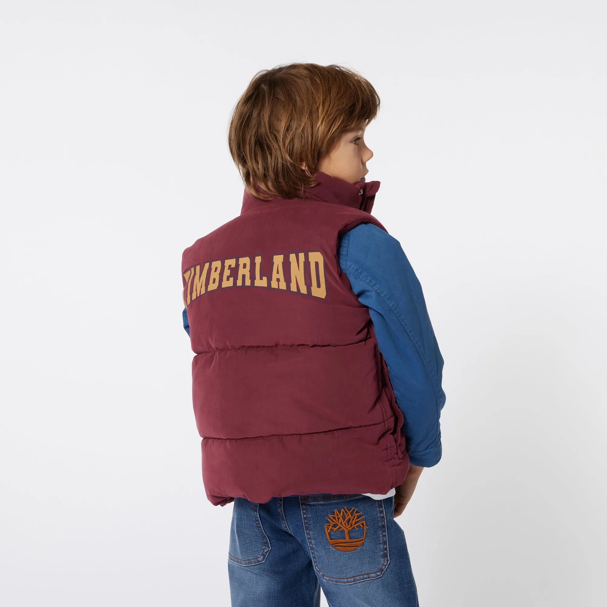 Timberland Boys Burgundy Red Sleeveless Puffer Jacket