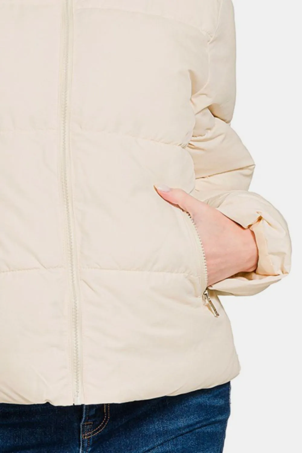 Turtleneck Puffer Jacket - Cream