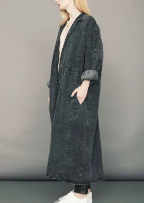 ULTRA HIP LONG COAT - DENIM WASHED - black