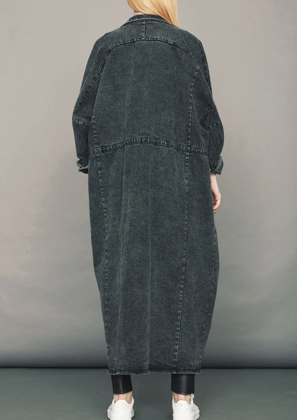 ULTRA HIP LONG COAT - DENIM WASHED - black