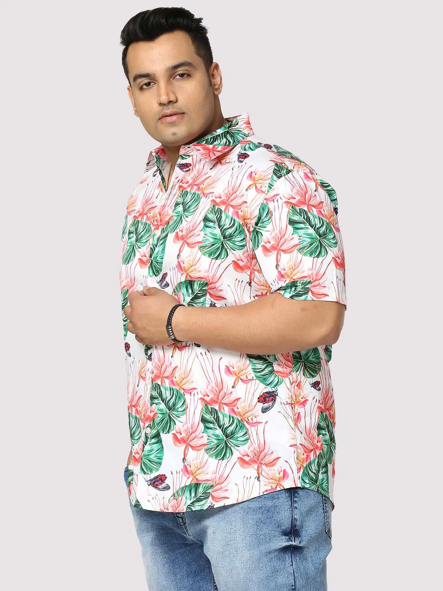 Vacation Digital Printed Half Shirt Men's Plus Size