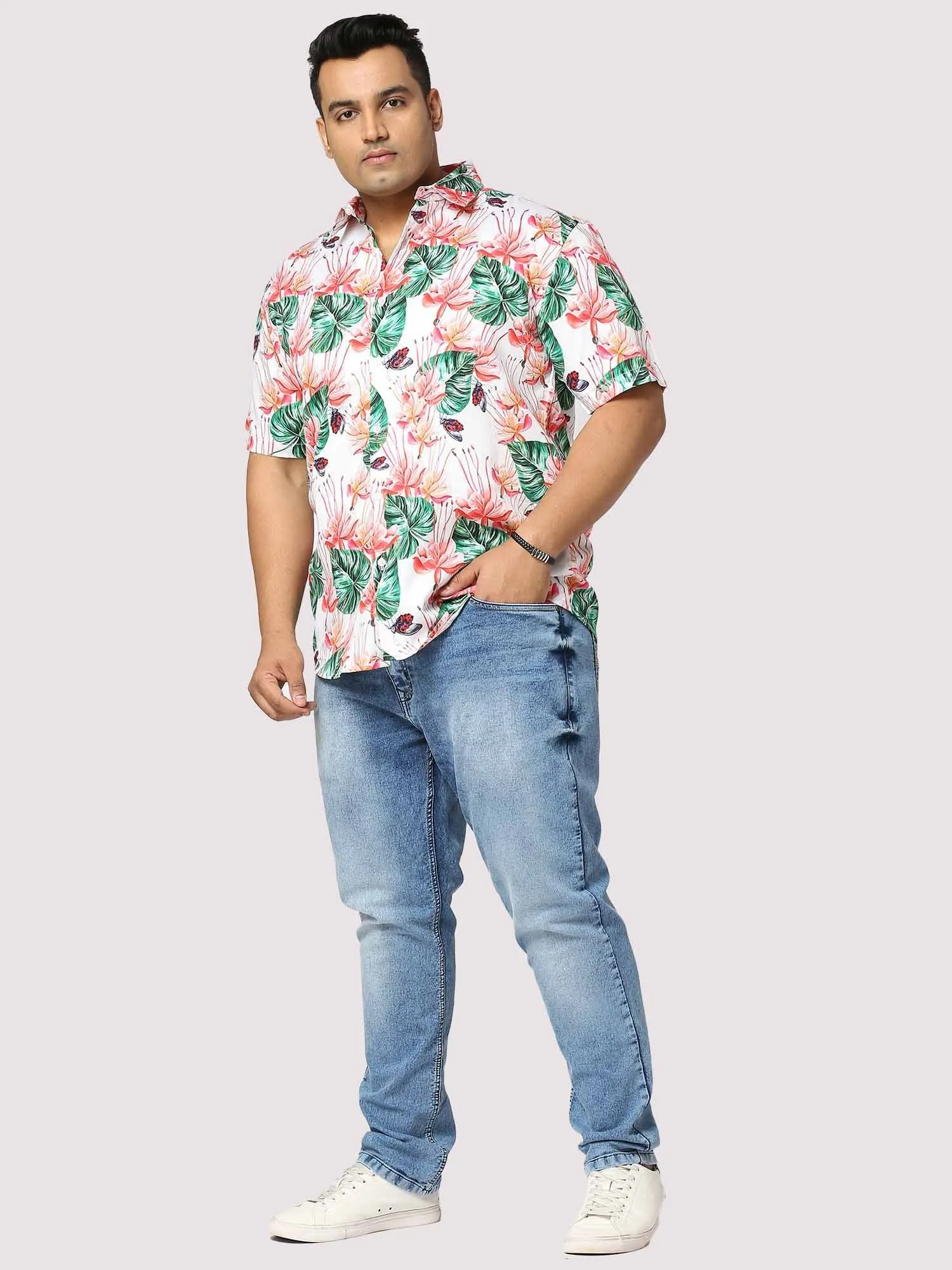 Vacation Digital Printed Half Shirt Men's Plus Size