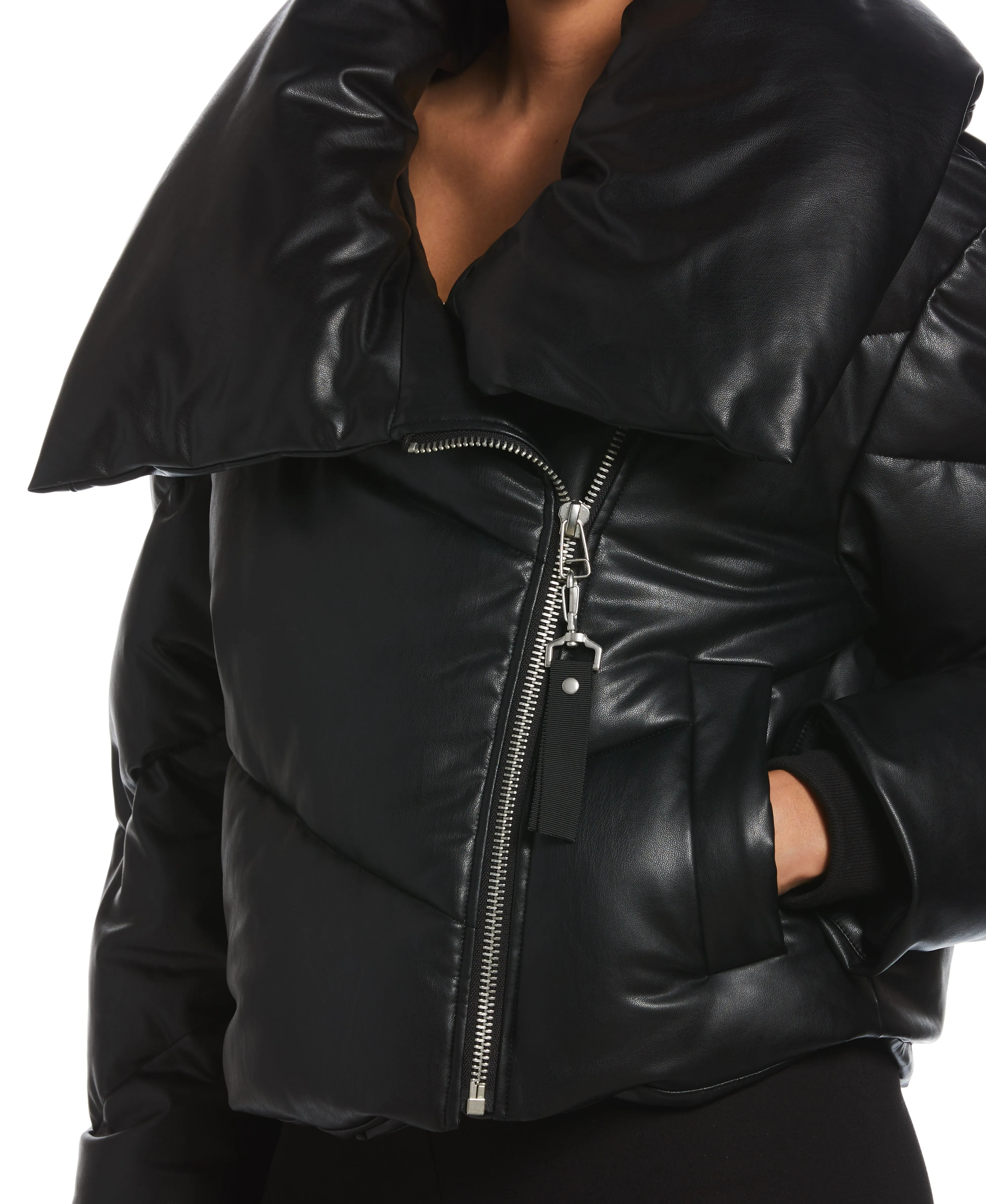 Vegan Leather Puffer Jacket