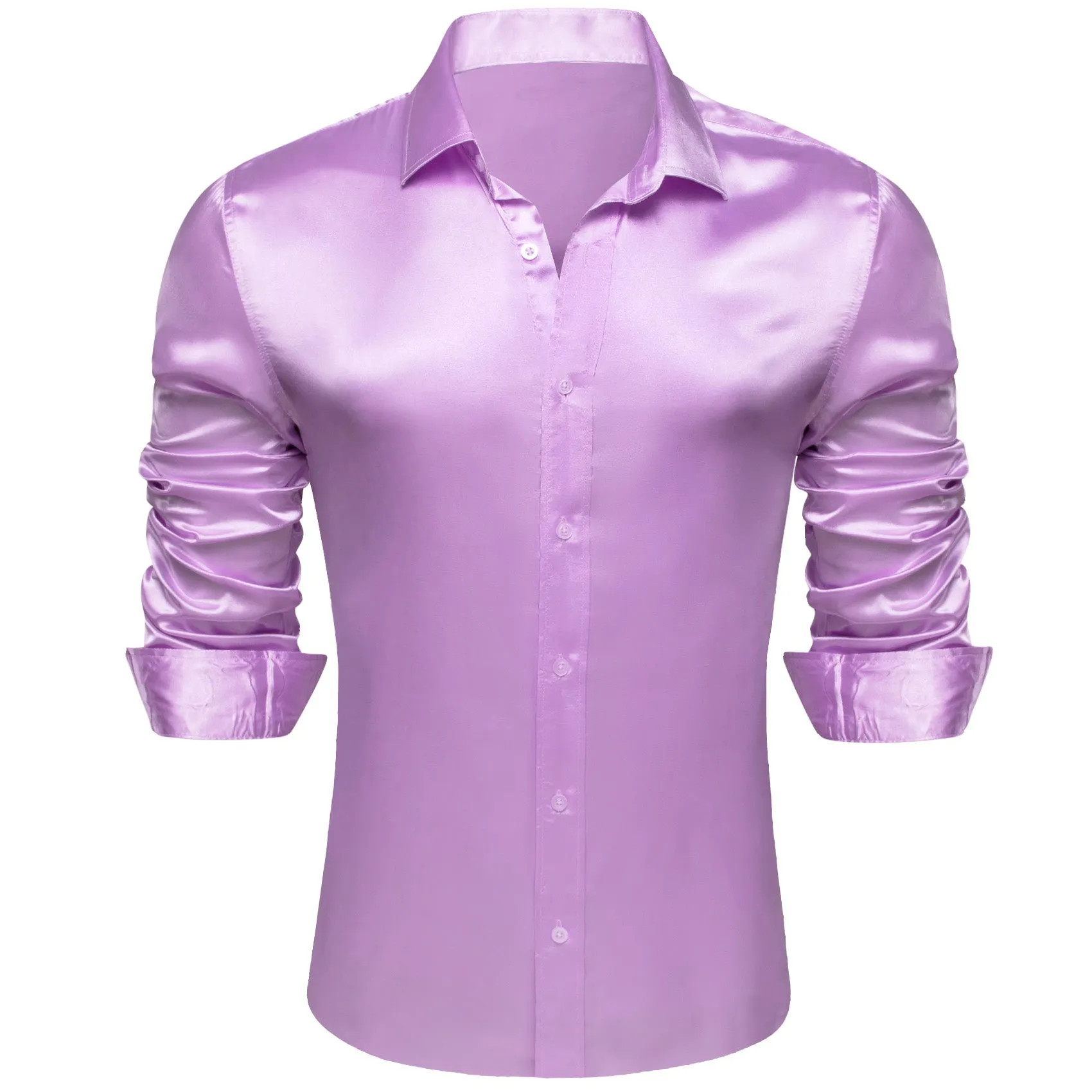 Violet Solid Silk Men's Long Sleeve Shirt