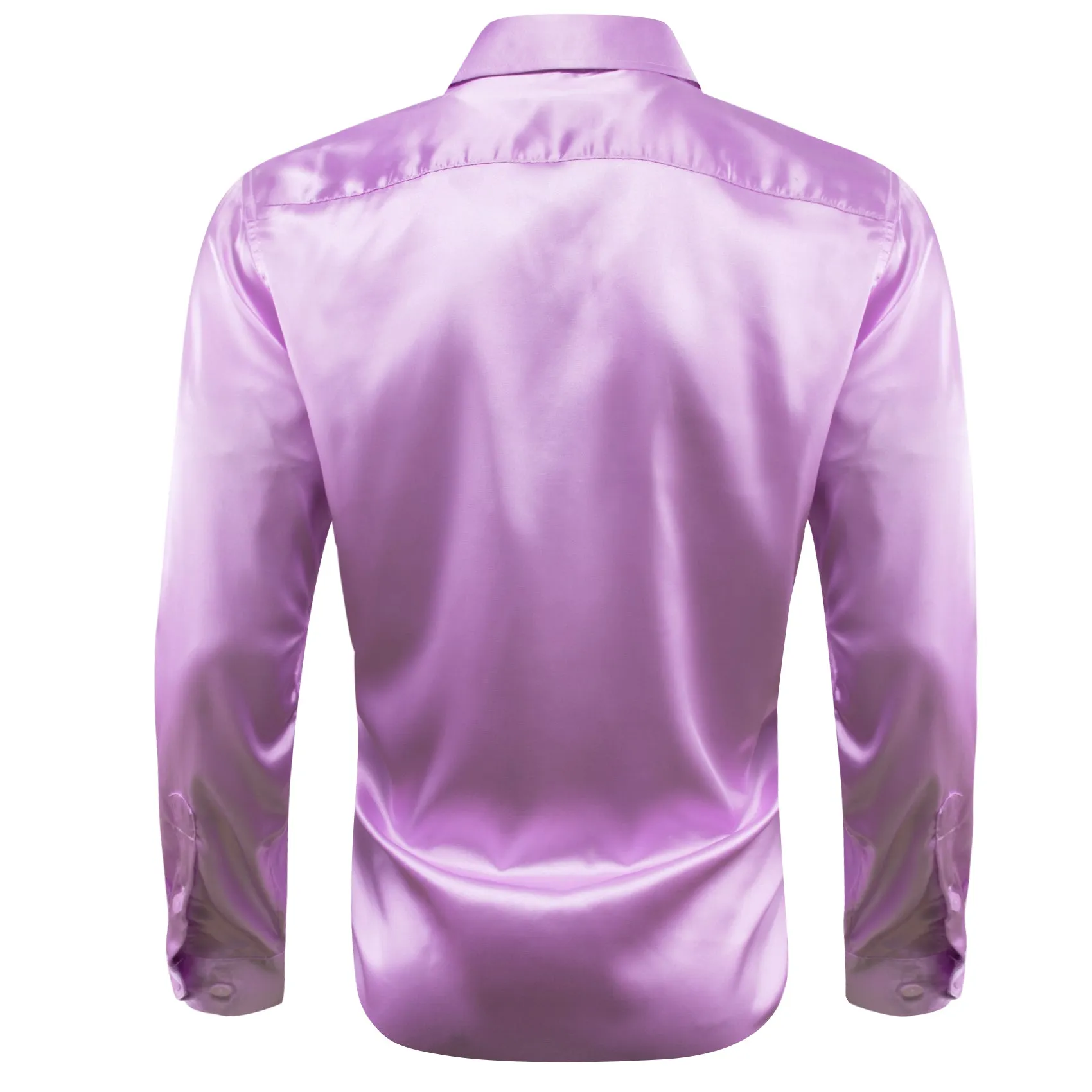 Violet Solid Silk Men's Long Sleeve Shirt