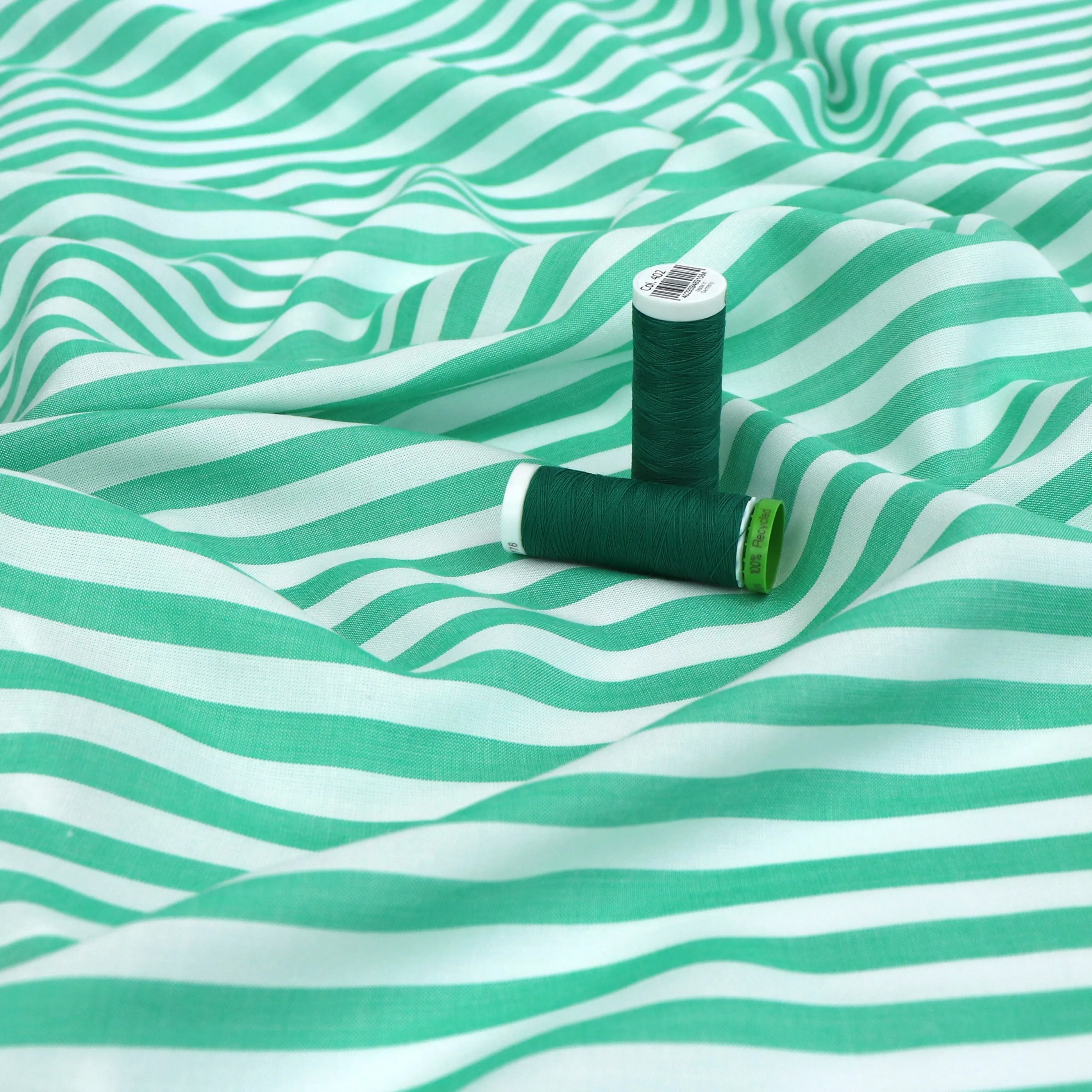 Viscose Lawn - Yarn Dyed Stripe - Apple Green