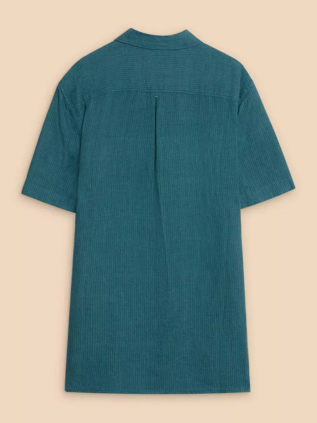 White Stuff Pembroke Short Sleeve Linen Shirt in Teal Multi