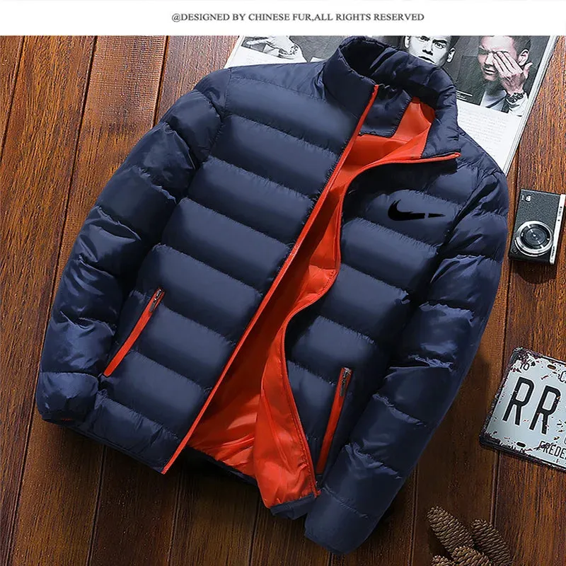 Winter Fashion New Men'S Zipper Stand Collar Cotton Jacketcasual Thickened Warm Parka Hip-Hop Street Men'S Jogging Sports Jacket