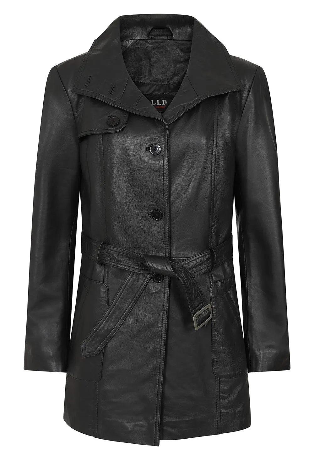 Women's 3/4 Classic Genuine Leather Coat - TINA