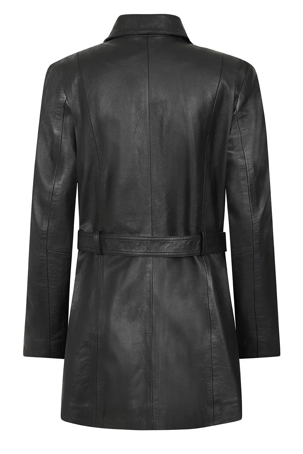 Women's 3/4 Classic Genuine Leather Coat - TINA