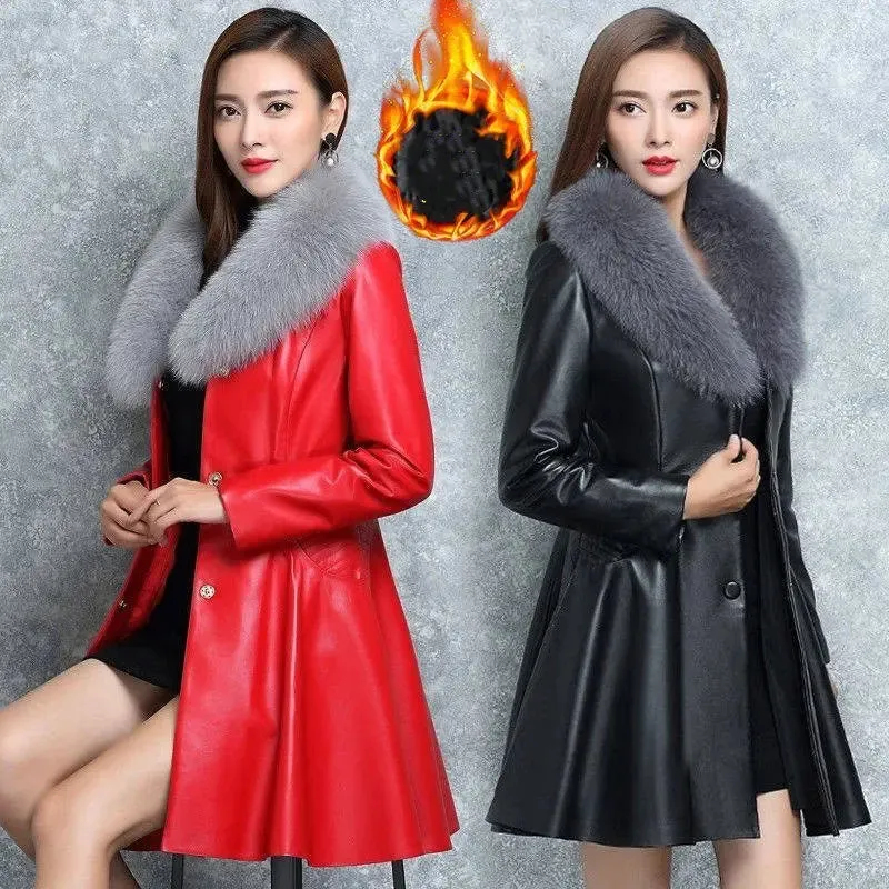 Women's Faux Fox Fur Collar Fur Jacket