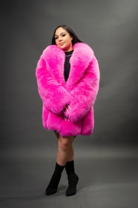 Women's Fox Parka Coat [Pink]