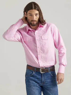 Wrangler Bucking Cancer Long Sleeve Snap- Fushcia Pink