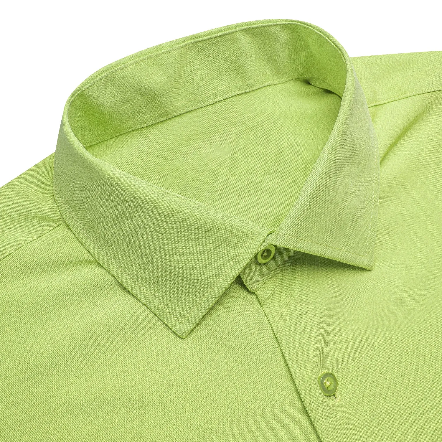 Yellow Green Solid Four-way Stretch Fabric Men's Long Sleeve Shirt